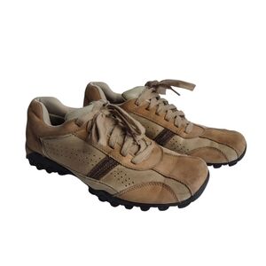 Skechers Men's Brown Leather Lace Up Sneakers Shoes Size 10.5